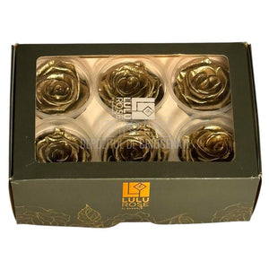Trandafiri Criogenati Lulu L METALIC GOLD (dia. 6-6,5cm, set 6 buc)