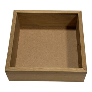 Rama patrata din lemn natur 27x27cm pentru tablouri florale, cu interior adanc si finisaj elegant