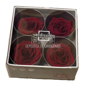 Trandafiri Criogenati PREMIUM BURGUNDY (Ø7-8,5cm; 4 buc /cutie) - DepozituldeCriogenati.ro
