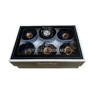 Trandafiri Criogenati XL GOLD TEAR (Ø6-6,5cm, set 6 buc /cutie) - DepozituldeCriogenati.ro