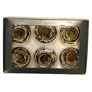 Trandafiri Criogenati Lulu L METALIC GOLD (dia. 6-6,5cm, set 6 buc)
