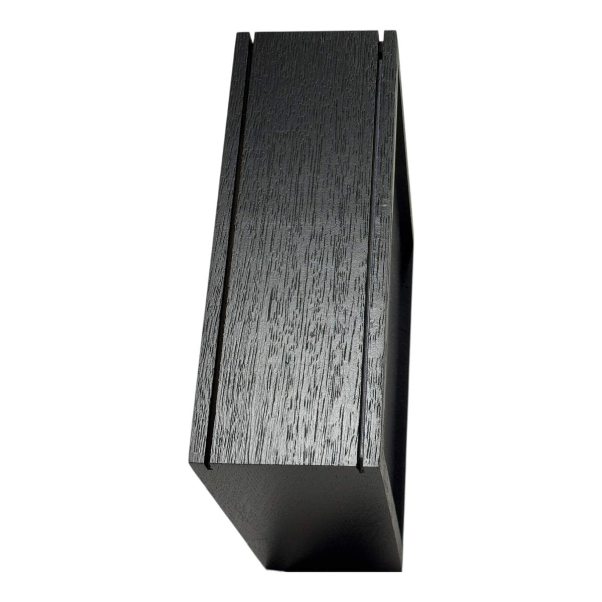 Vedere laterala rama patrata neagra 27x27cm cu inchidere solida, ideala pentru decoratiuni florale de perete.