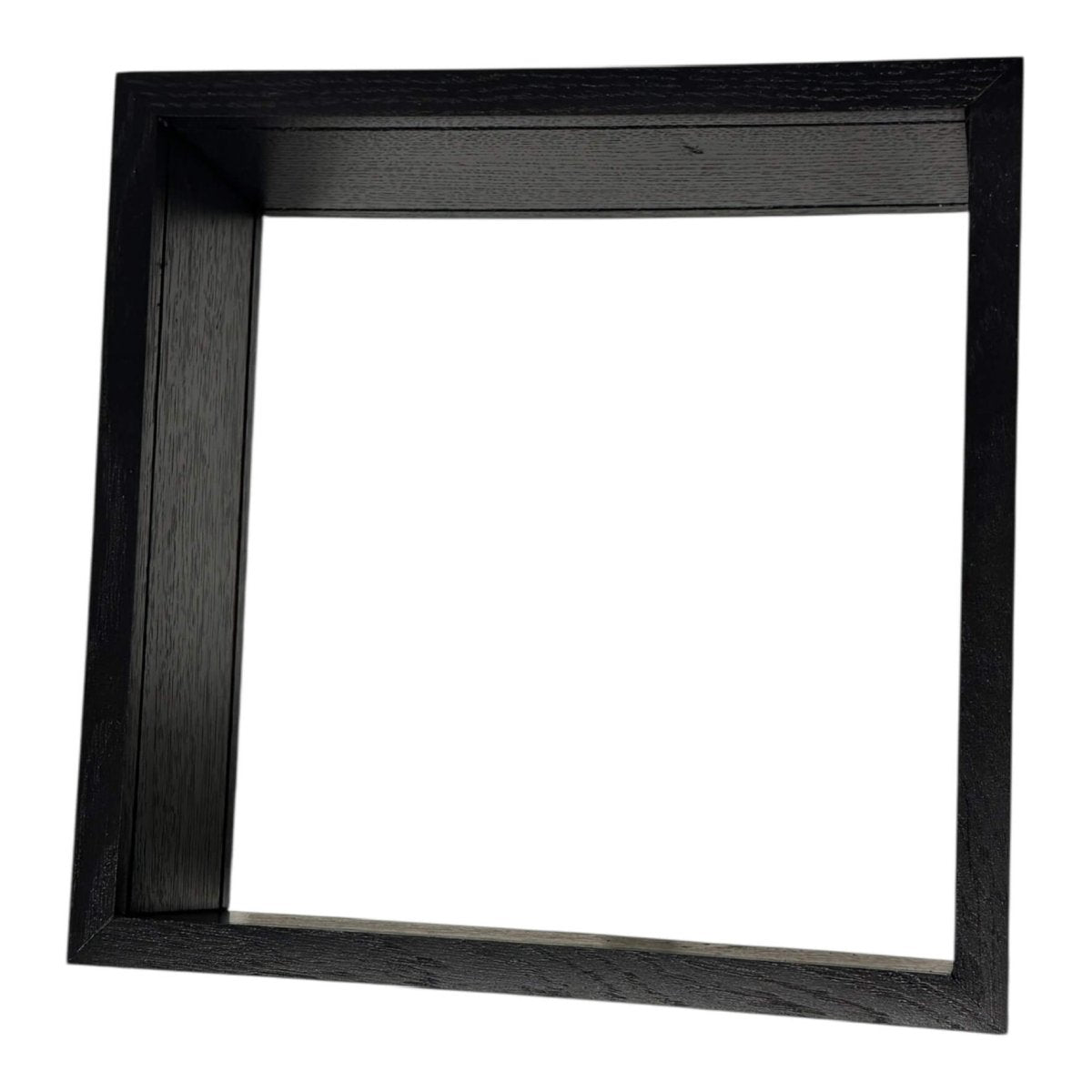 Cadru patrat negru 27x27cm fara plexiglas, potrivit pentru proiecte DIY si aranjamente florale personalizate.