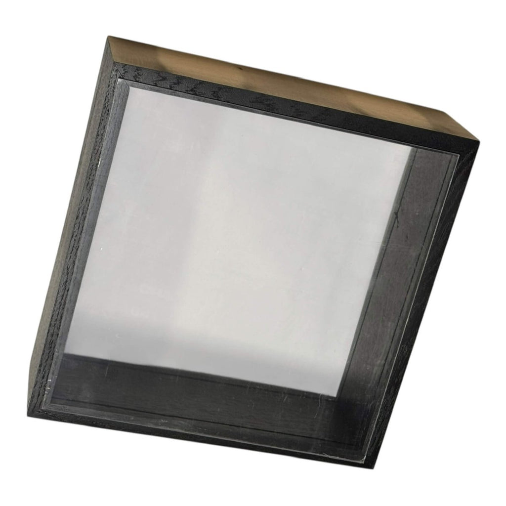 Rama patrata neagra 27x27cm cu dublu Plexiglas, perfecta pentru expunerea florilor criogenate in siguranta si stil.