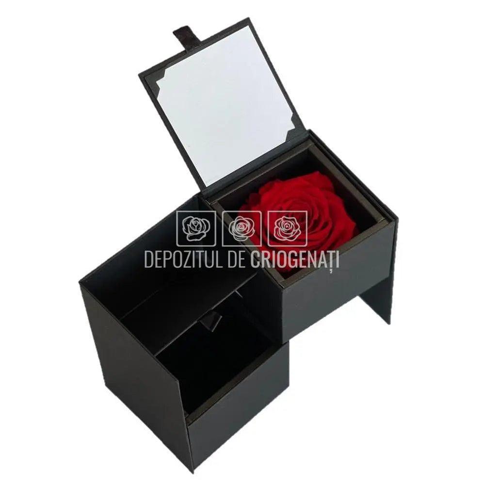 Trandafir Criogenat Rosu (Ø6,5-7cm) in Cutie (8,5x12,5cm) - DepozituldeCriogenati.ro