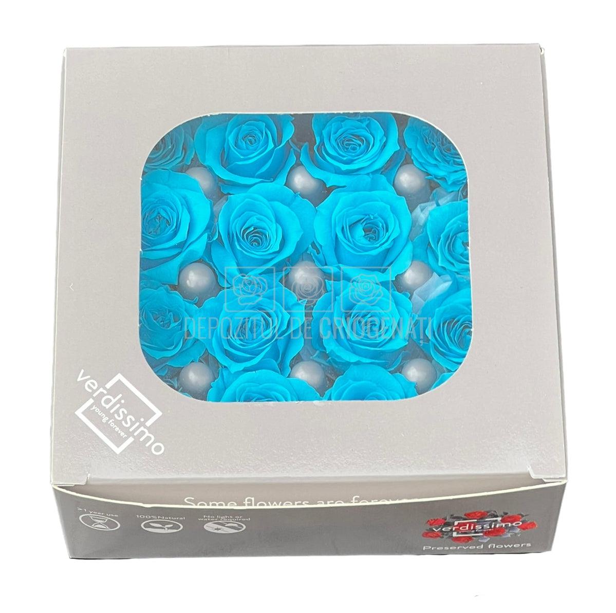 Trandafiri Criogenati PRINCESS TURQUOISE (Ø2,5-3cm, set 16 buc) - DepozituldeCriogenati.ro