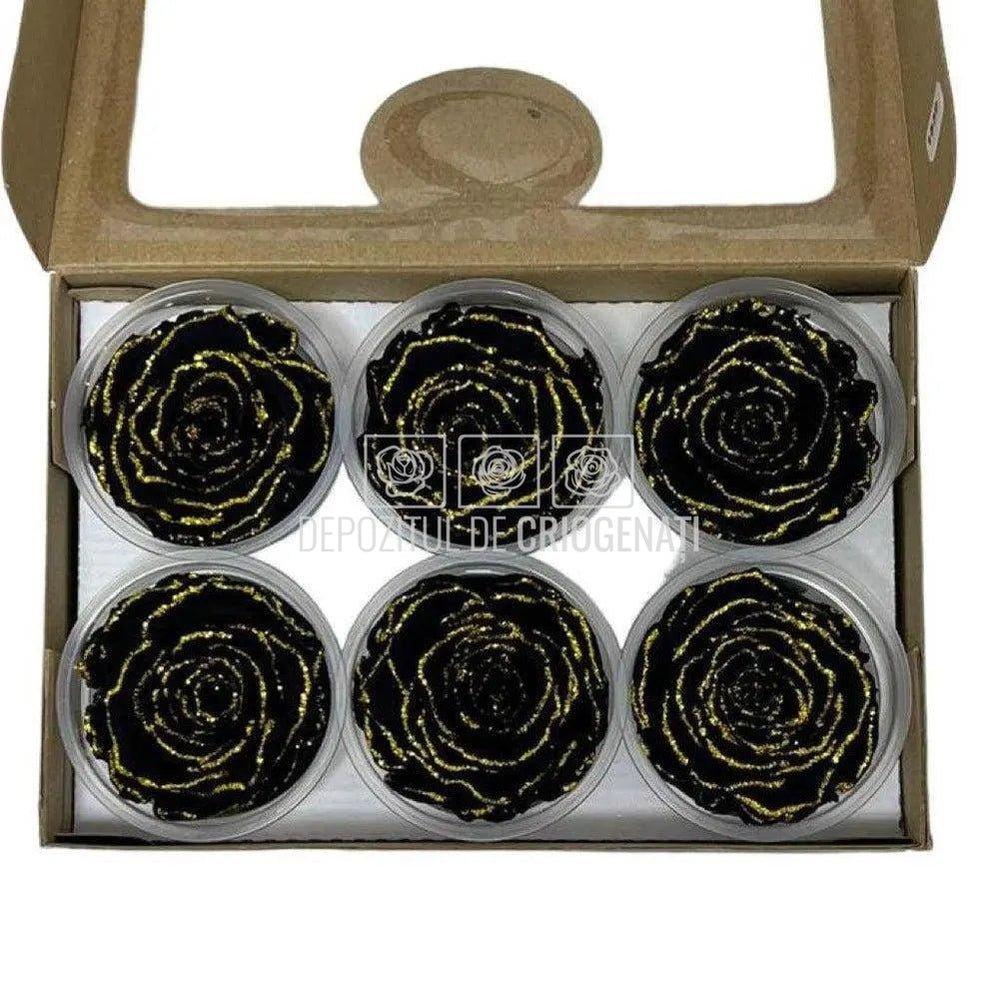 Trandafiri Criogenati XL GLITTER GOLD BLA-01 (Ø6-6,5cm set 6 buc) - DepozituldeCriogenati.ro