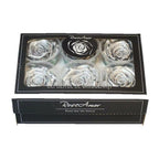 Trandafiri Criogenati XL METALLIC SILVER (Ø6-6,5cm, set 6 buc) - DepozituldeCriogenati.ro